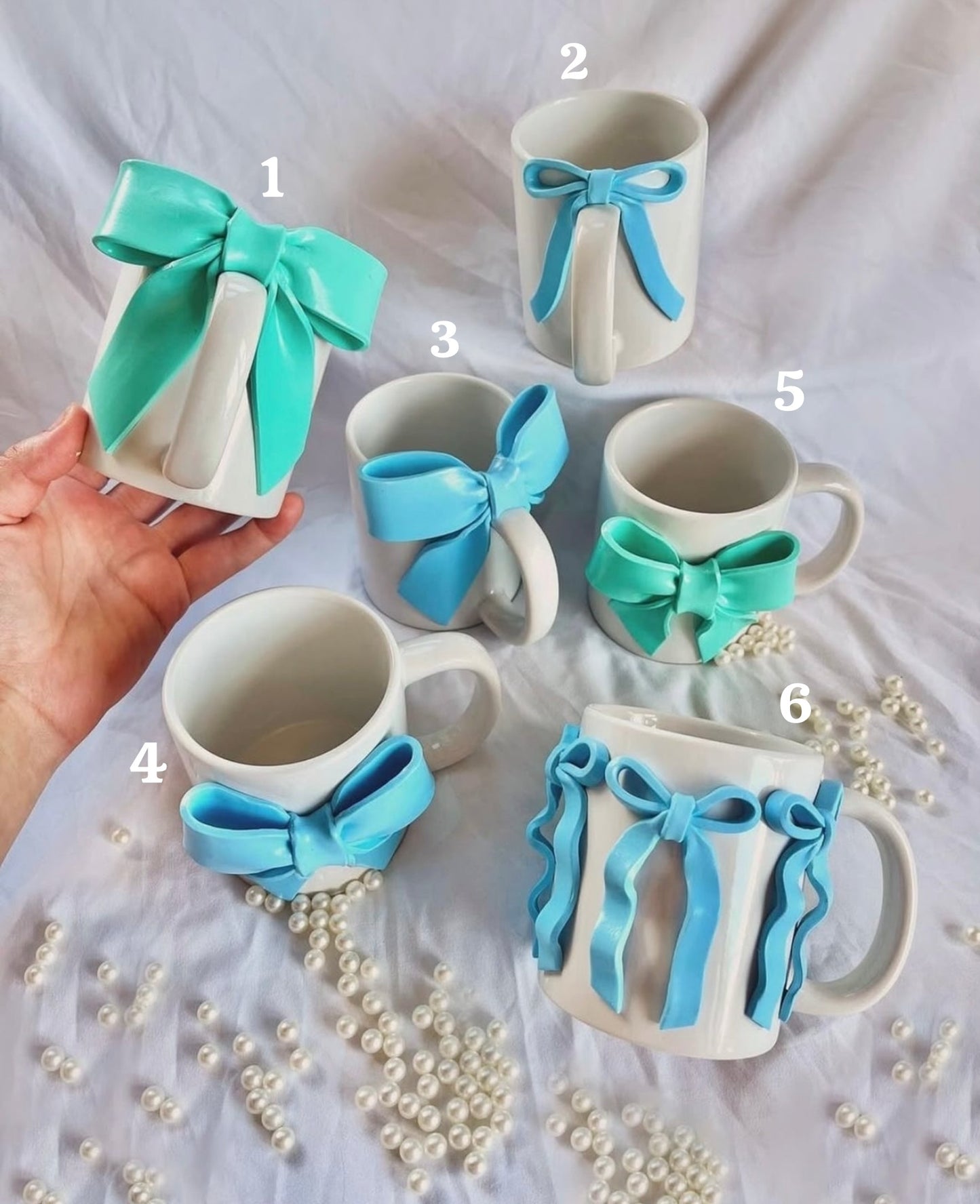 Quirky Blue Bow Mugs