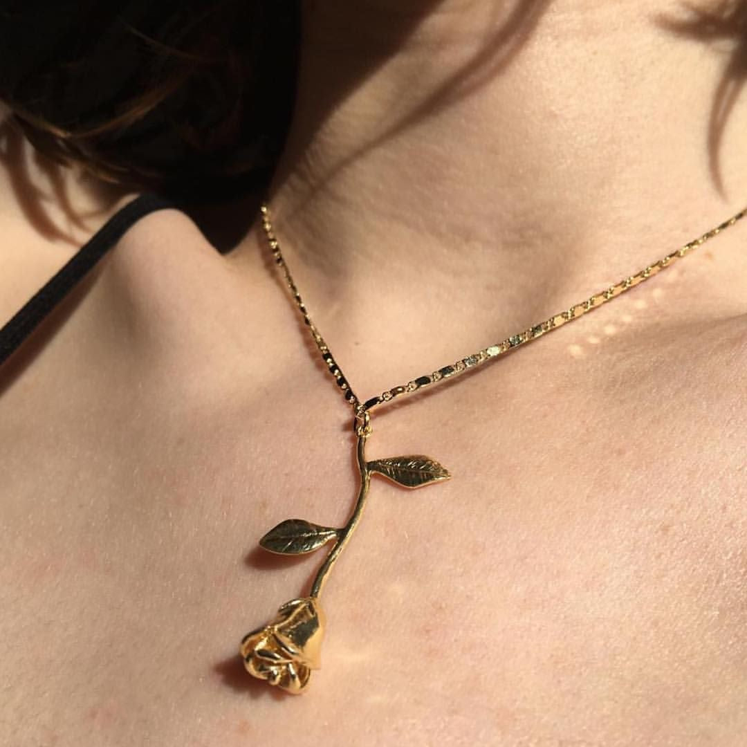 Gold Plated Minimalist Rose Necklace