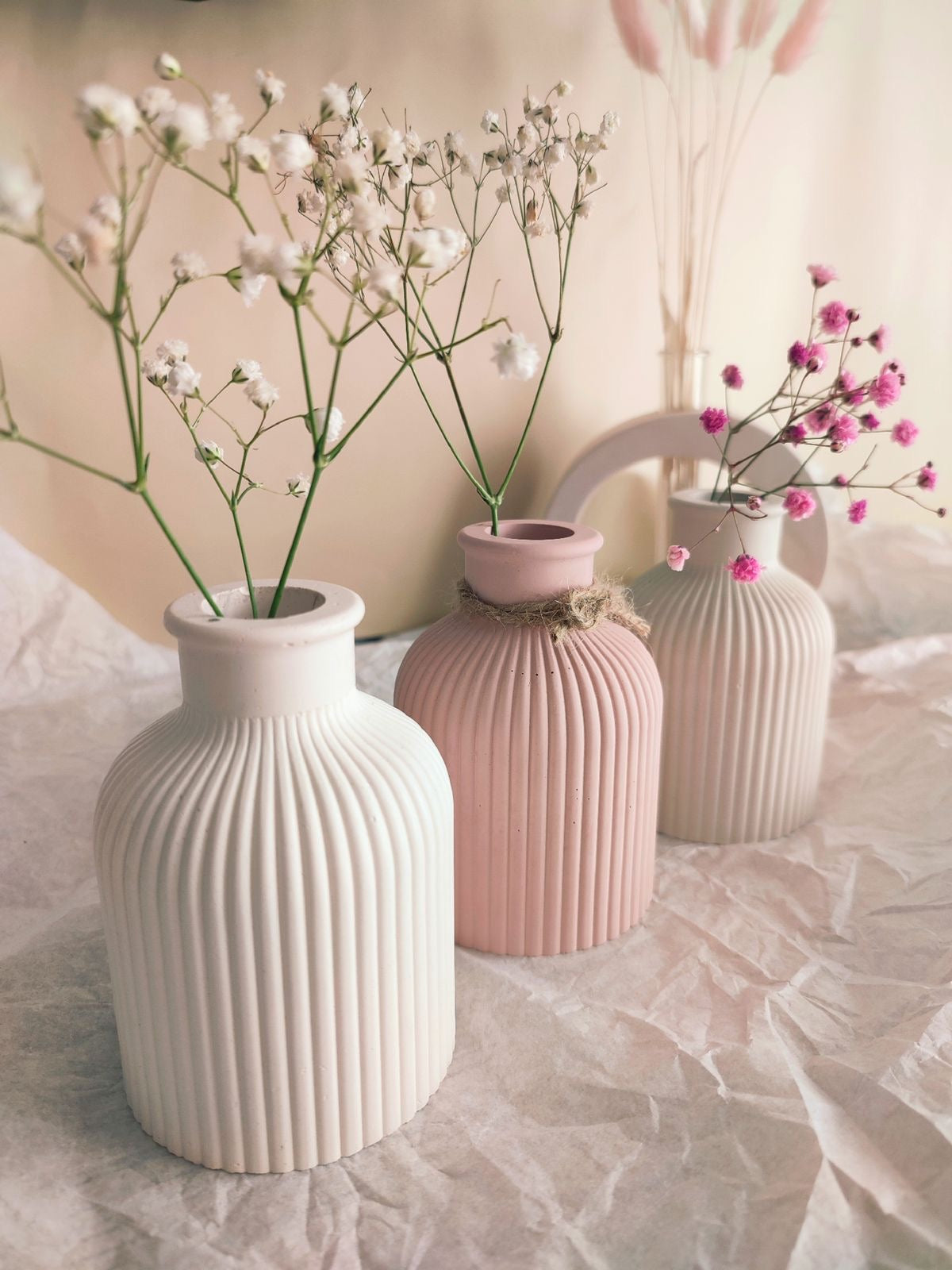 Elegant Ribbed Vases