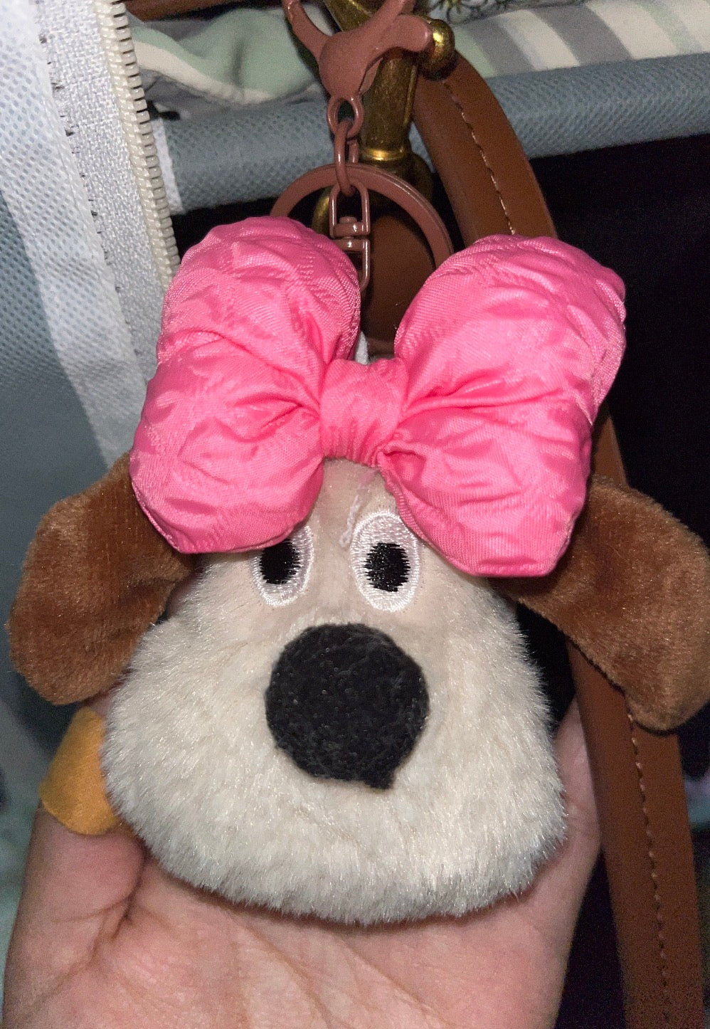 Cute Faux Fur Plushy Dog Keychain