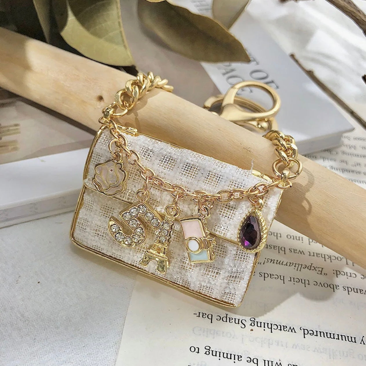 Handbag Shape Metal Rhinestones Keychain
