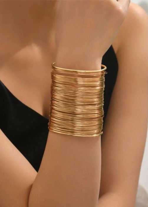 Multi-Layer Gold Wrist Cuff Adjustable Bracelet