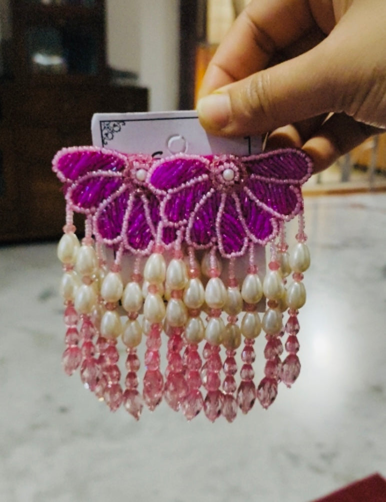 Bright Pink Raspberry Dangler Earrings