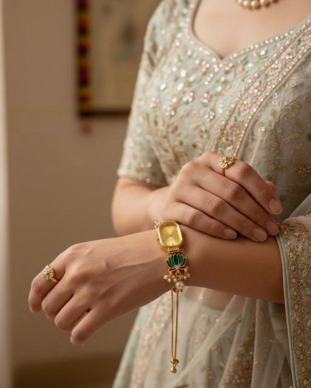 Trending Viral Kundan Ghungroo Kashmiri Watch/Bracelet