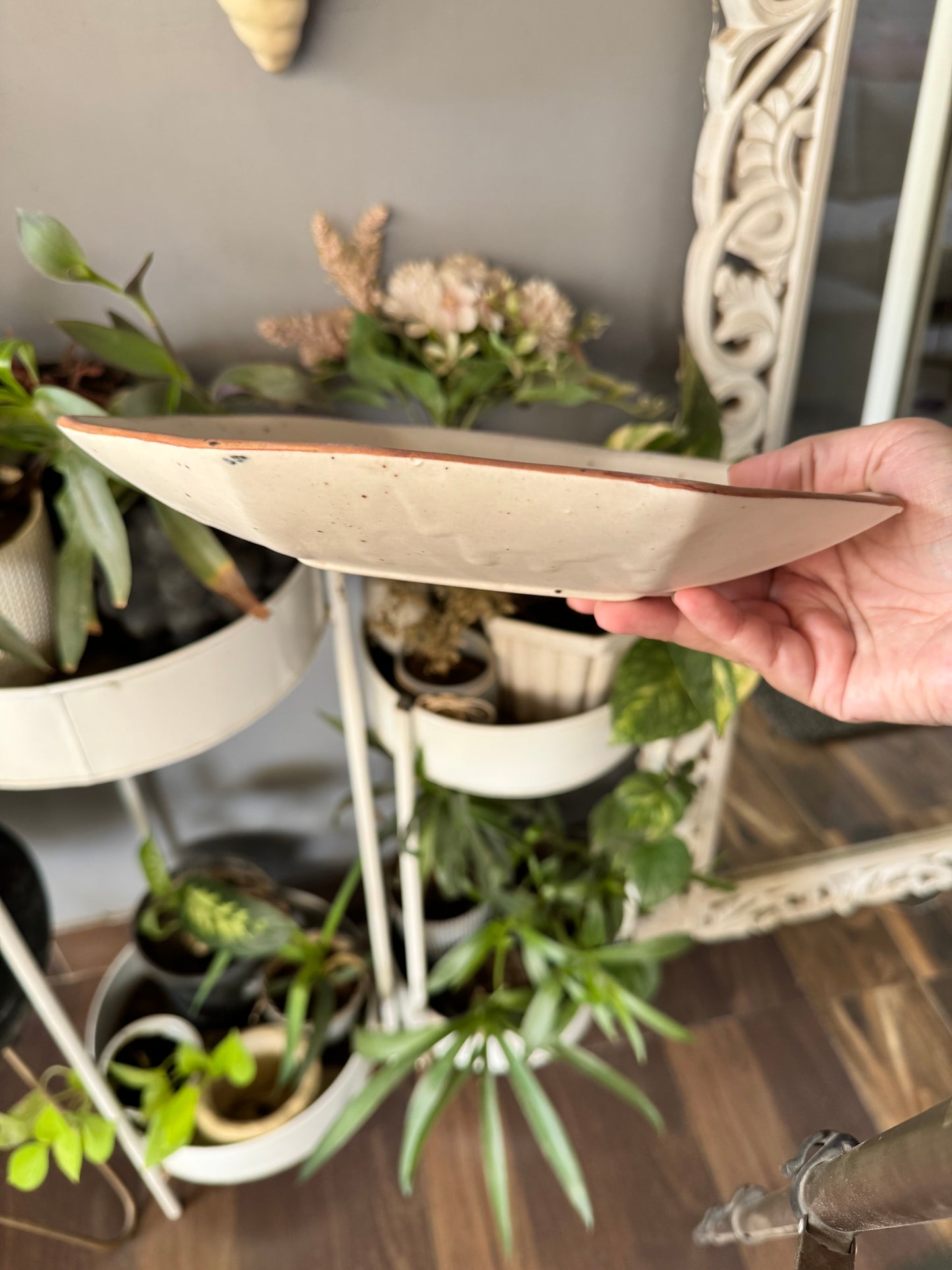 Unique & Exclusive Handcrafted Stoneware Ceramic Octagonal Dinner Serving Plates - Set of 2