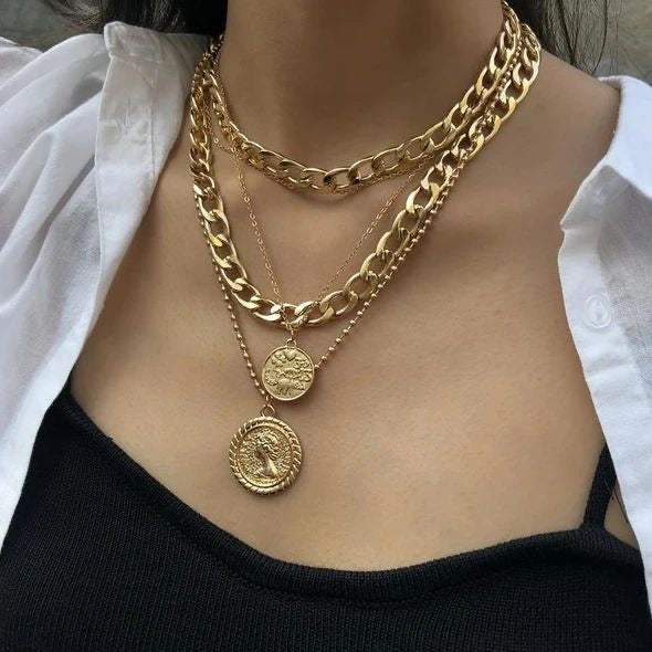 Multi-Layered Chunky Gold Cuban Necklace