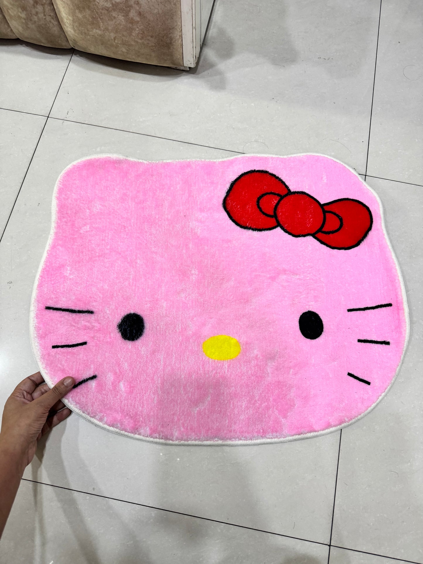 Plush Pink Hello Kitty Design Non-Slip Bath Mat