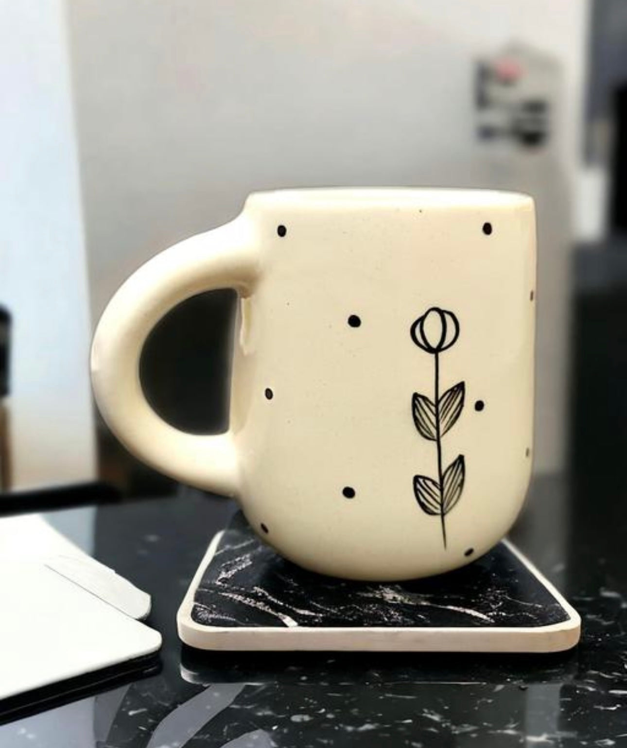 Ceramic Leaf Flower Mug