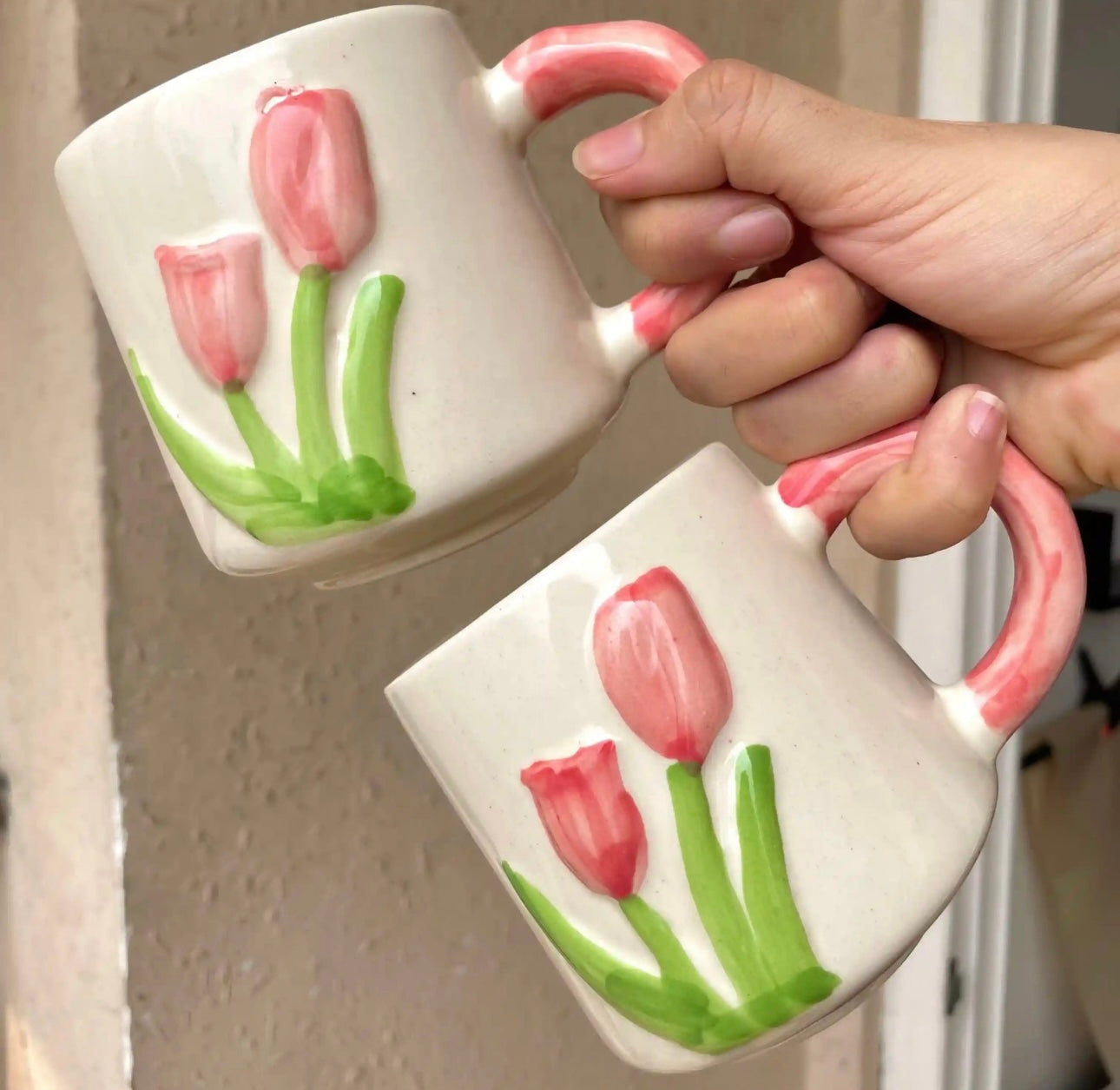 Pretty Pink Tulip Mug - Set of 2