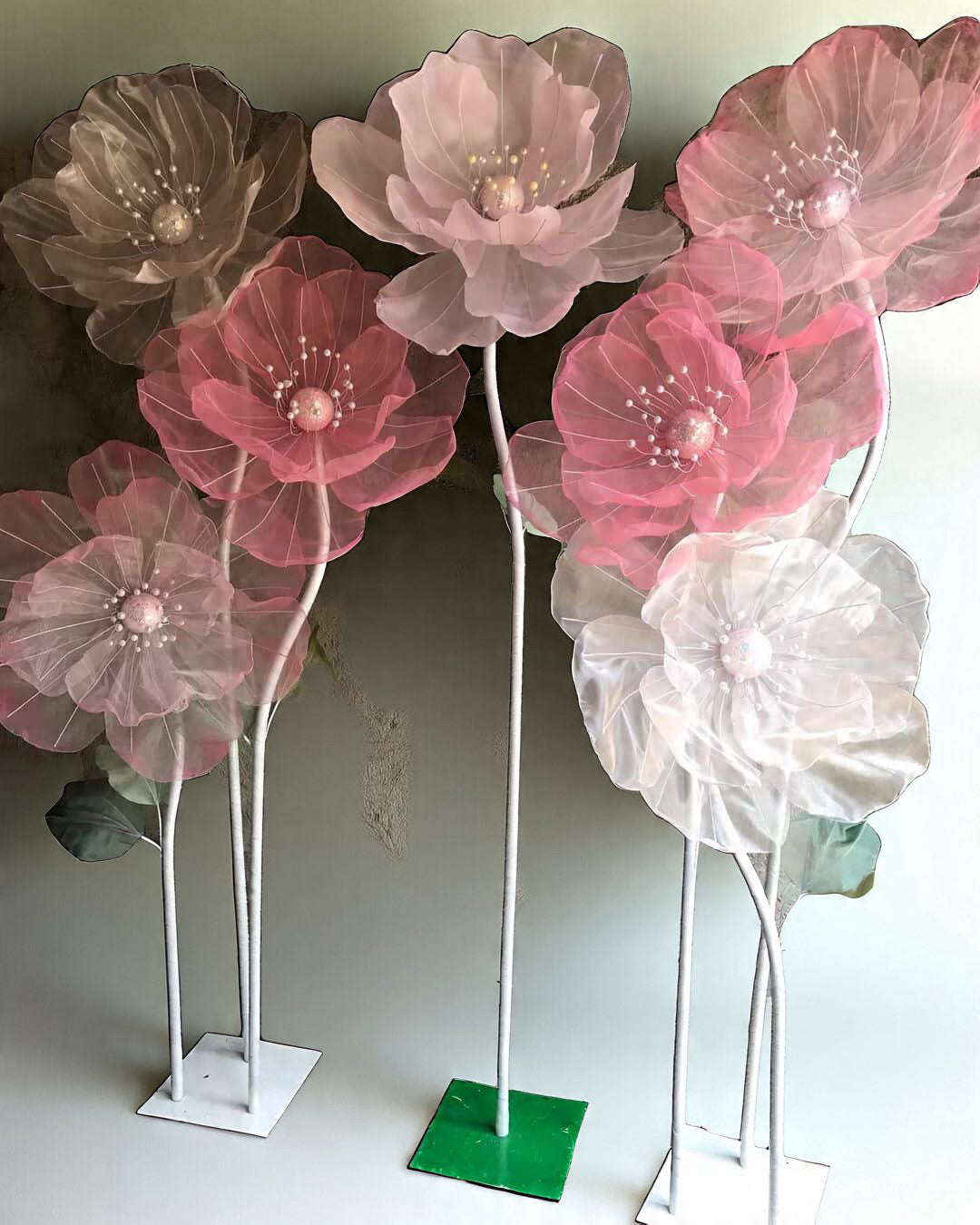 Organza Fabric Flowers (without Stand)
