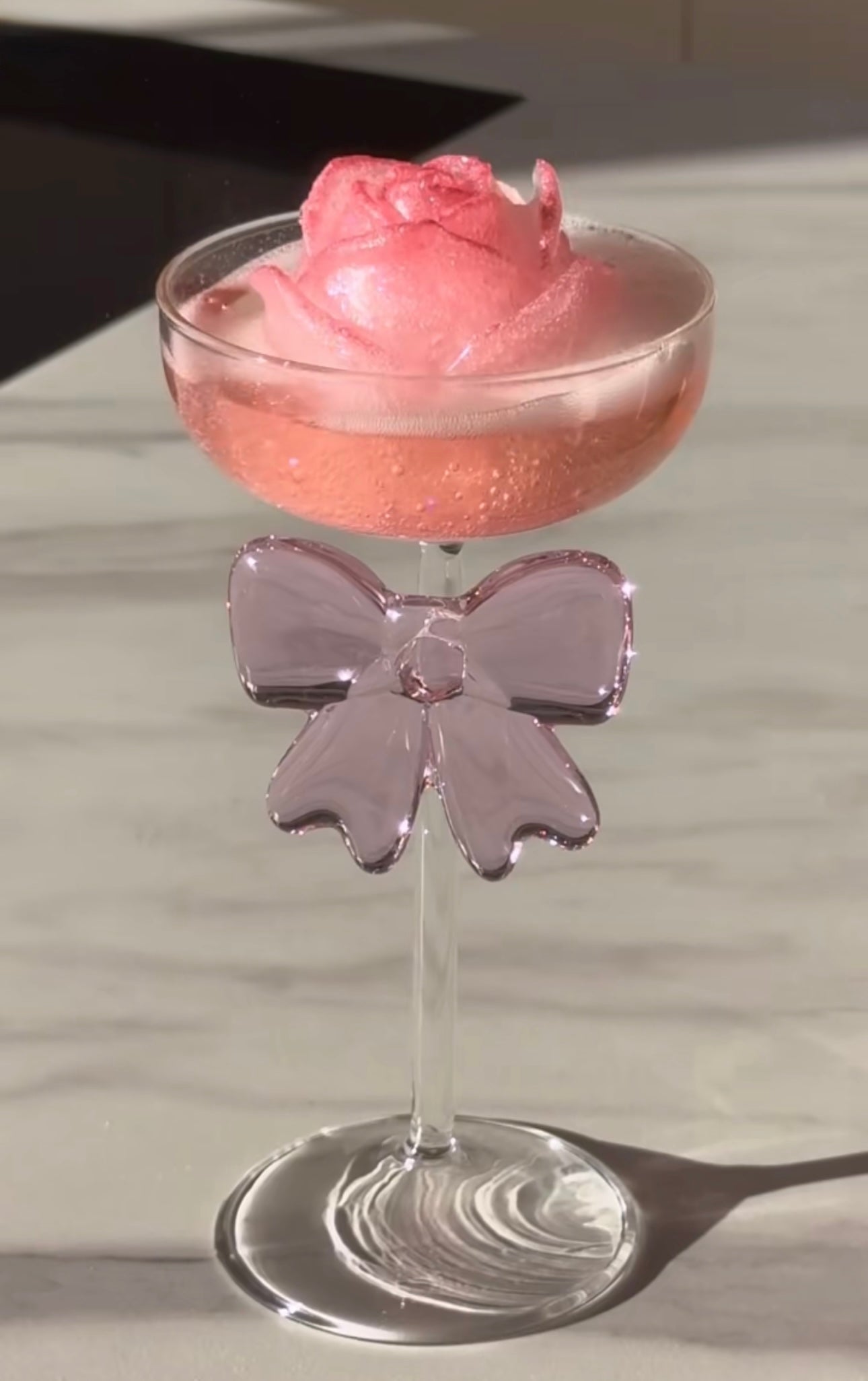 Exquisite Pink Bow Coupe Wine Glass