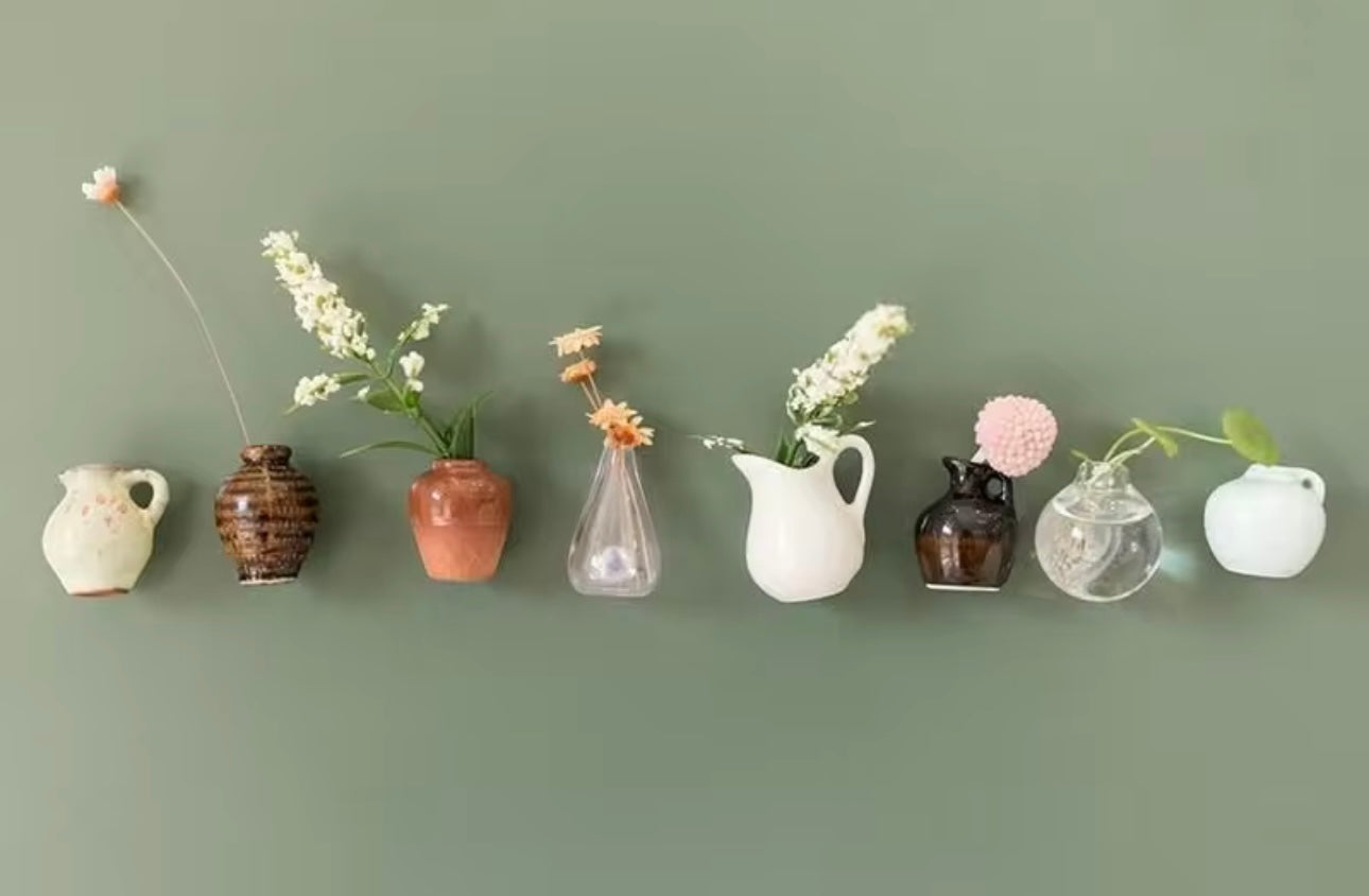 Cute Miniature Vase with Magnets (Only Pots, Flowers not included)