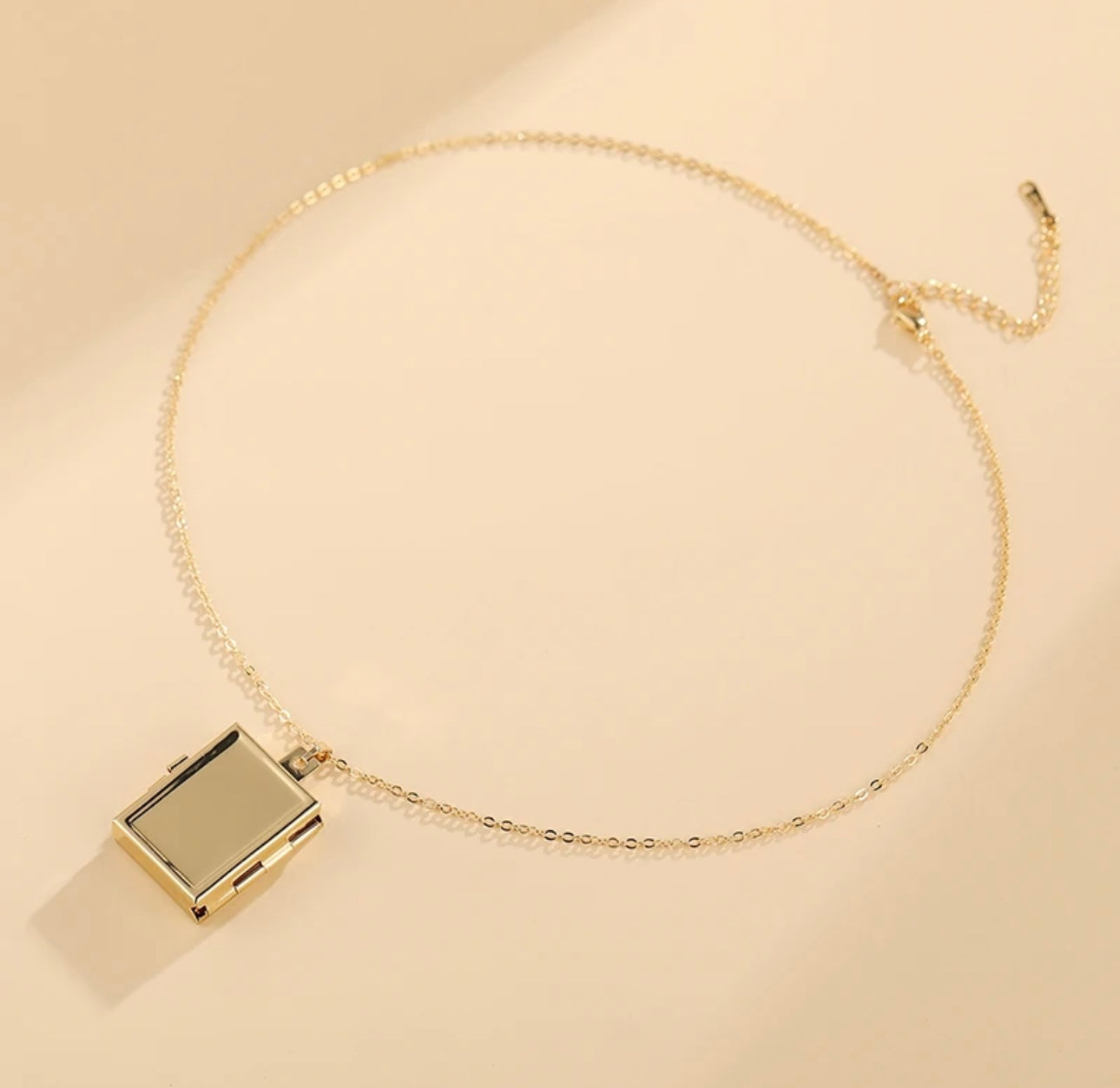 Premium Square Photo Frame Locket 18K Gold Plated