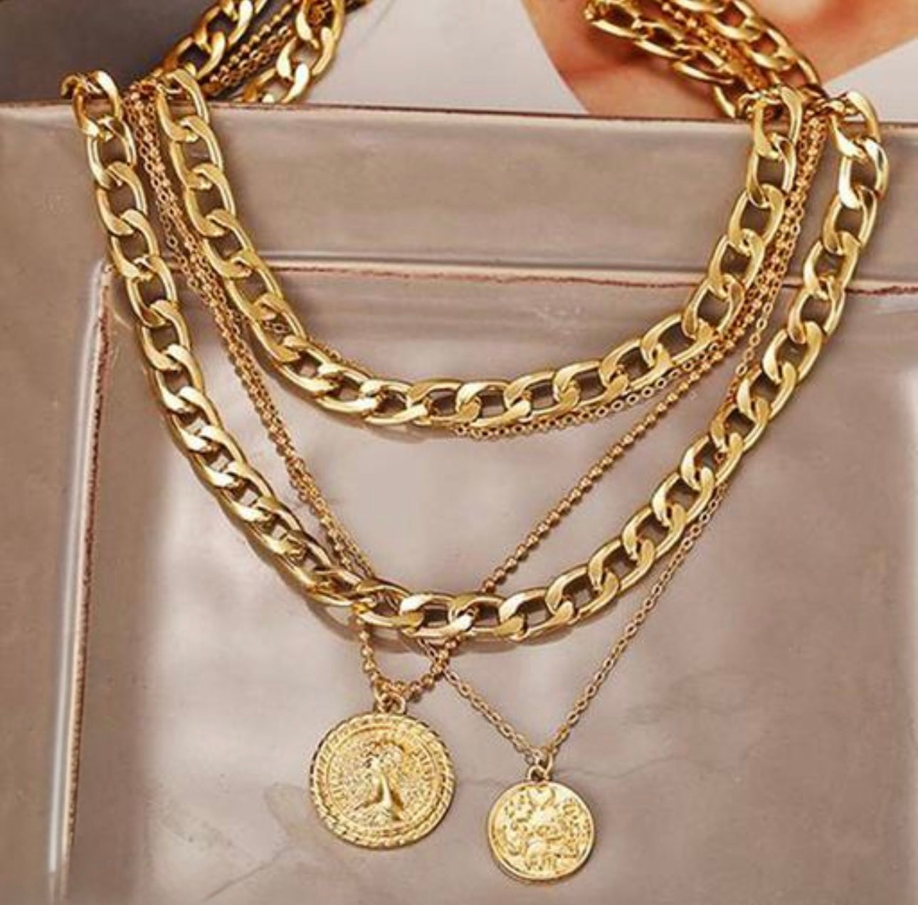 Multi-Layered Chunky Gold Cuban Necklace