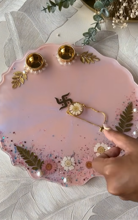 Exquisite Blush Pink Pooja Thali