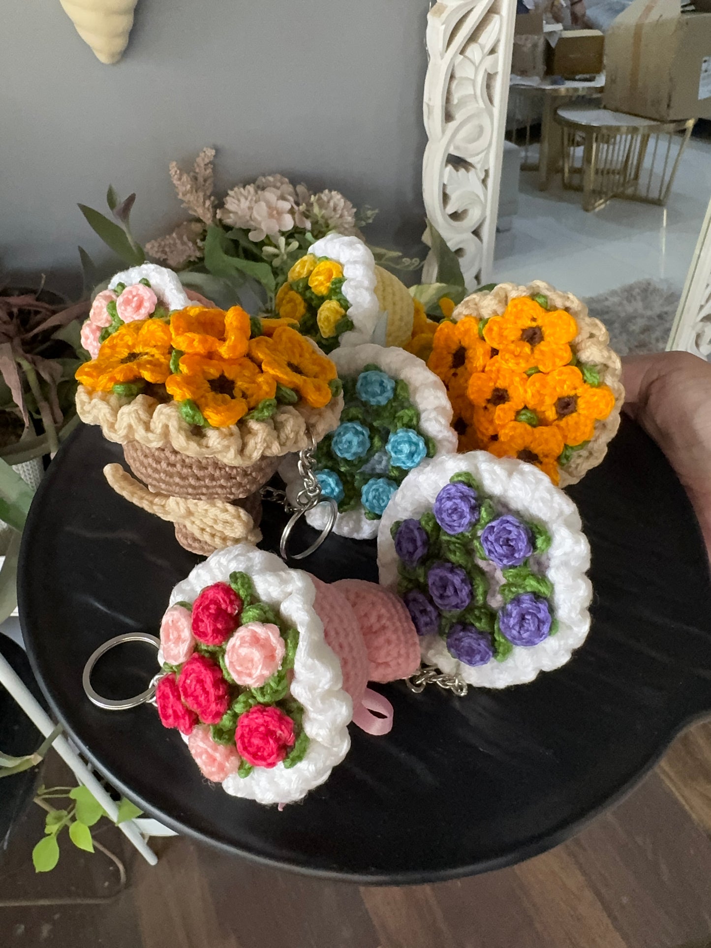 Crochet Mini Bouquet Keychain