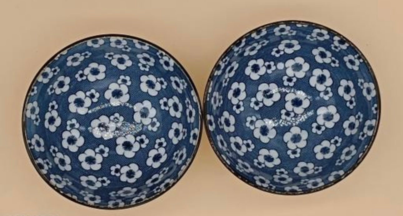 Cute Flower Print Ceramic Bowls Set