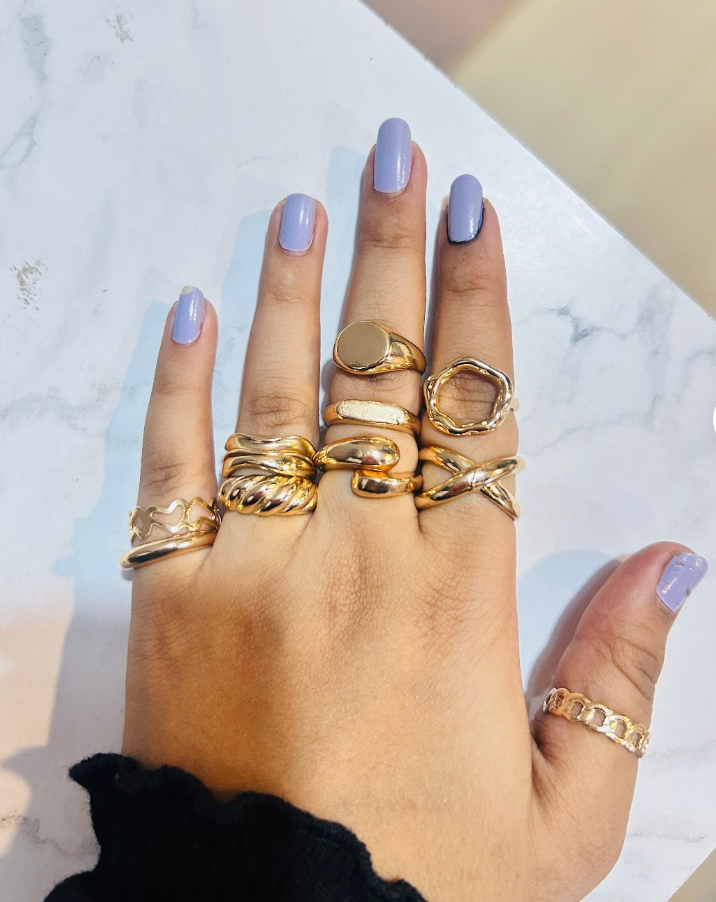 Trendy Irregular Adjustable Rings - Set of 10