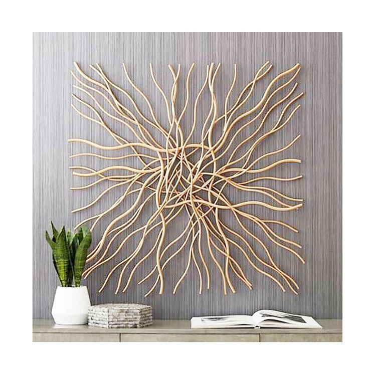 Abstract Gold Wire Metal Wall Art