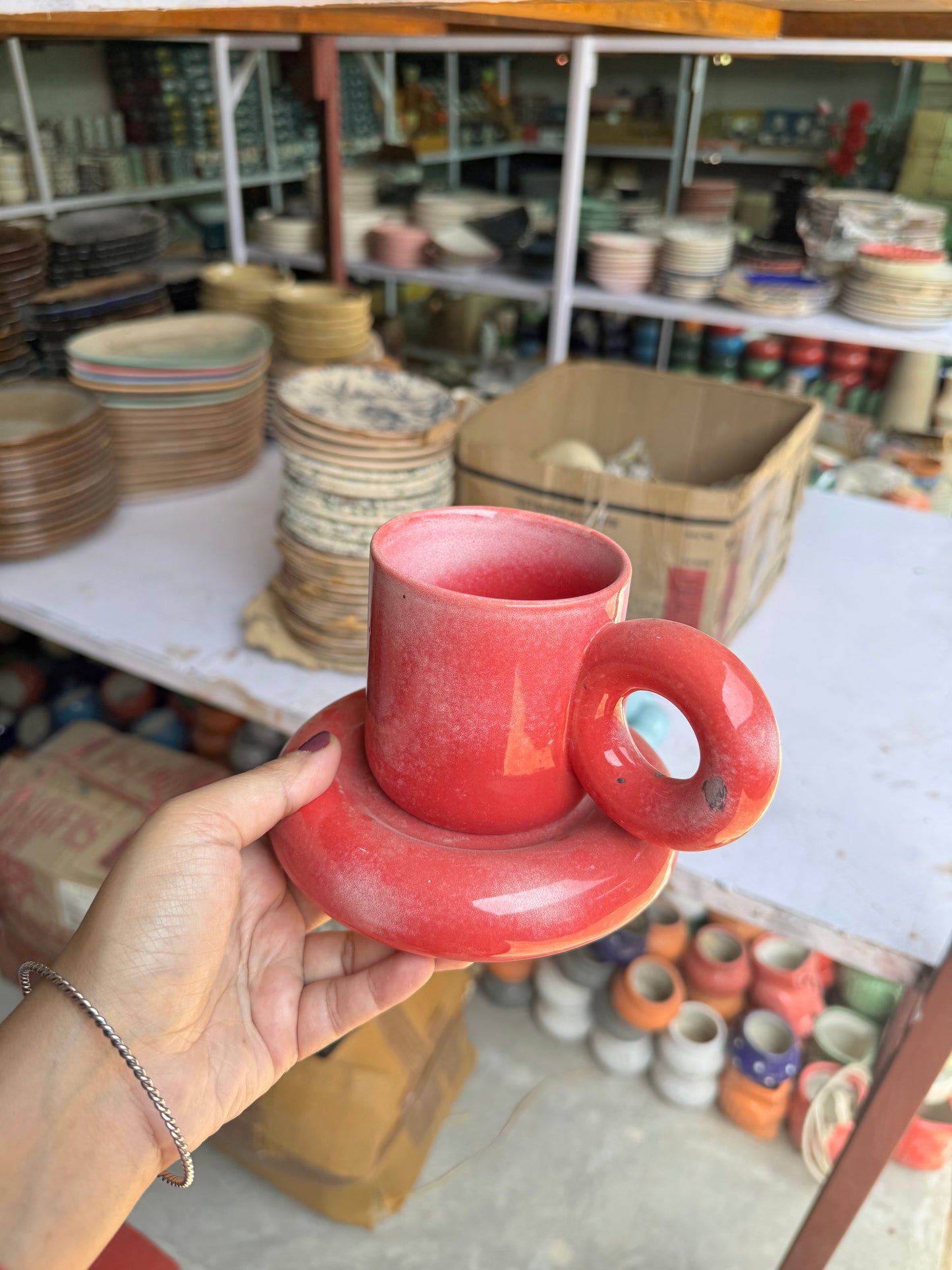 Chunky Mug with Round Saucer Set