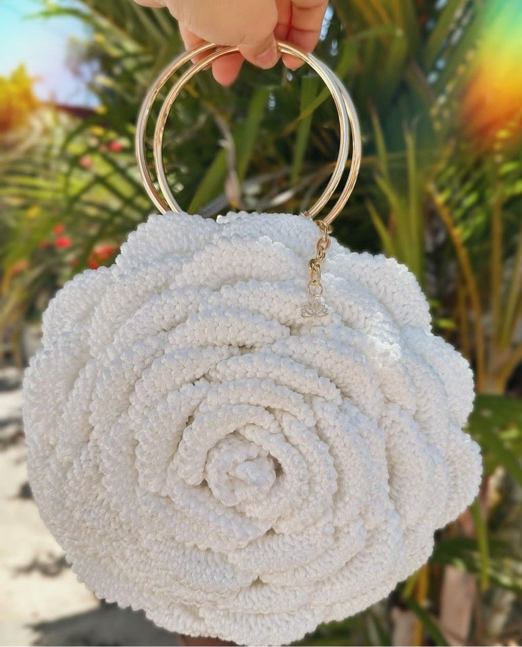 Exquisite Rose Shape Handmade Crochet Bag