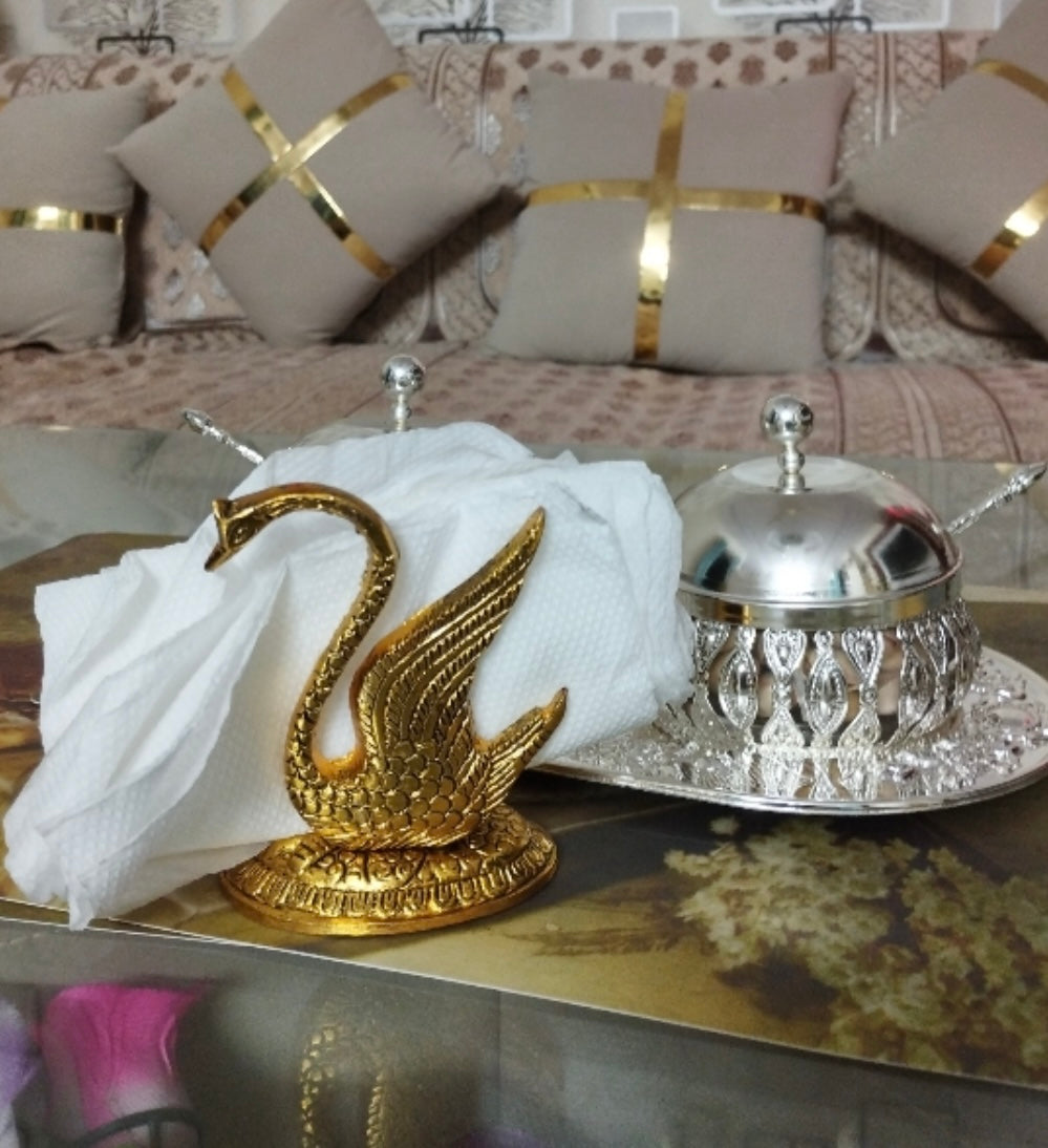 Gold Swan Shaped Oxidised Antique Tissue Holder