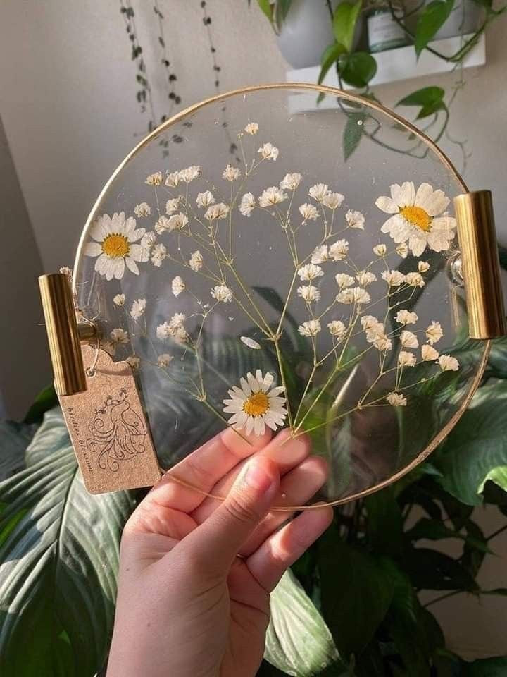 Transparent Floral Decorative Tray