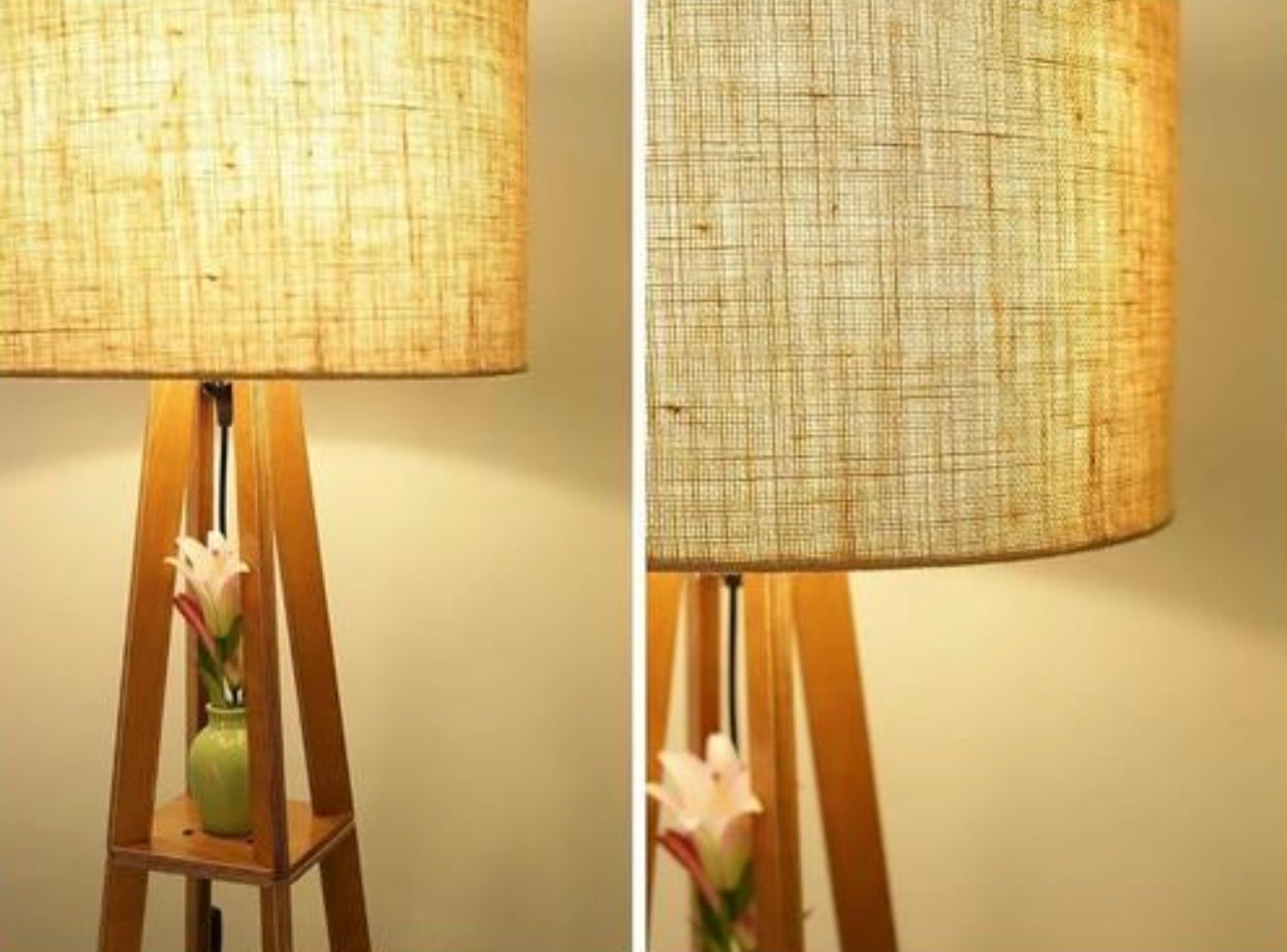Decorative Wooden Tripod Floor Lamp
