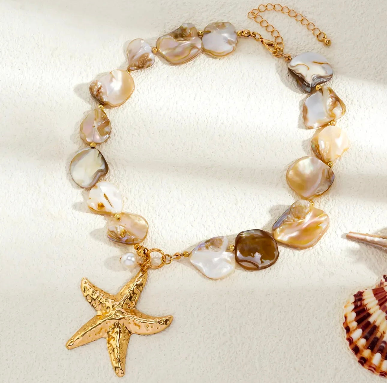 Bohemian Ocean Elements Starfish & Shells Design Necklace and Bracelet Combo