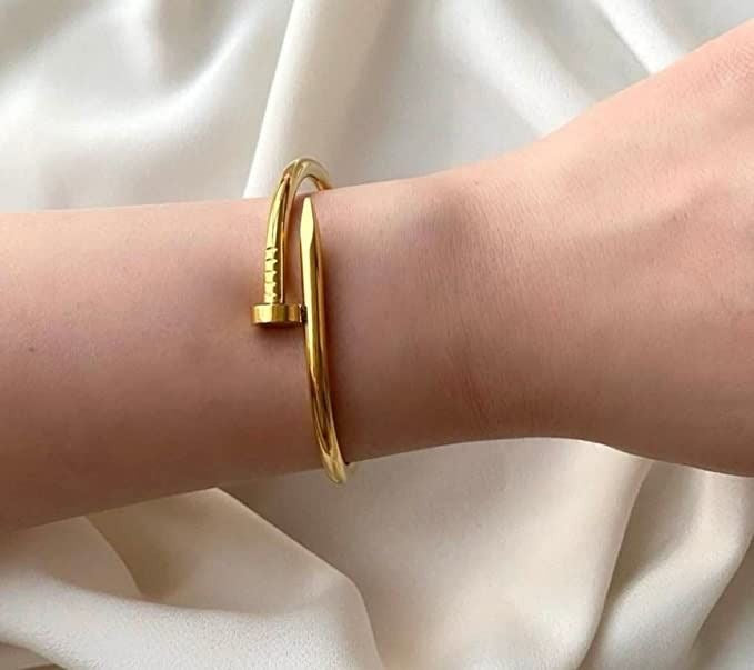 Minimalist Gold Plated Nail Bracelet