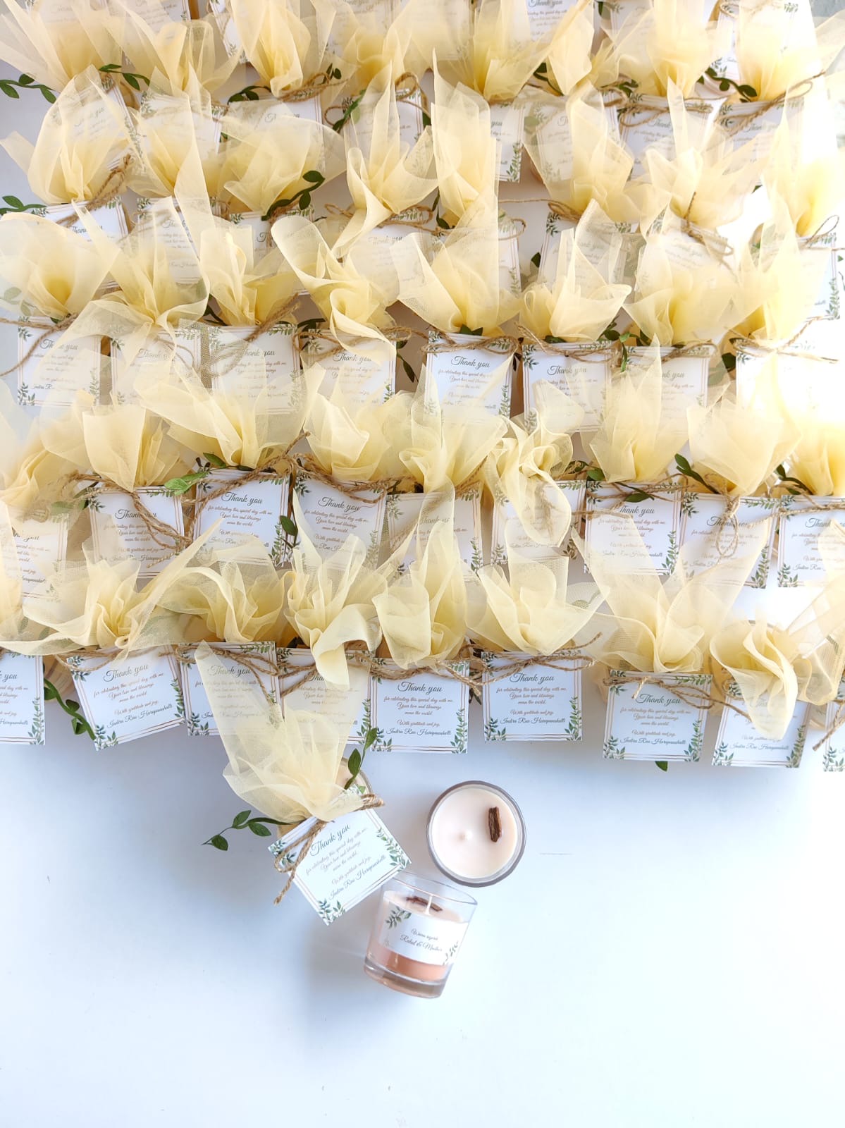 Votive Jar Candles for Return Gifts/Favours with Packaging & Personalised Tags