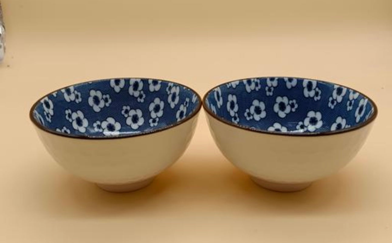 Cute Flower Print Ceramic Bowls Set