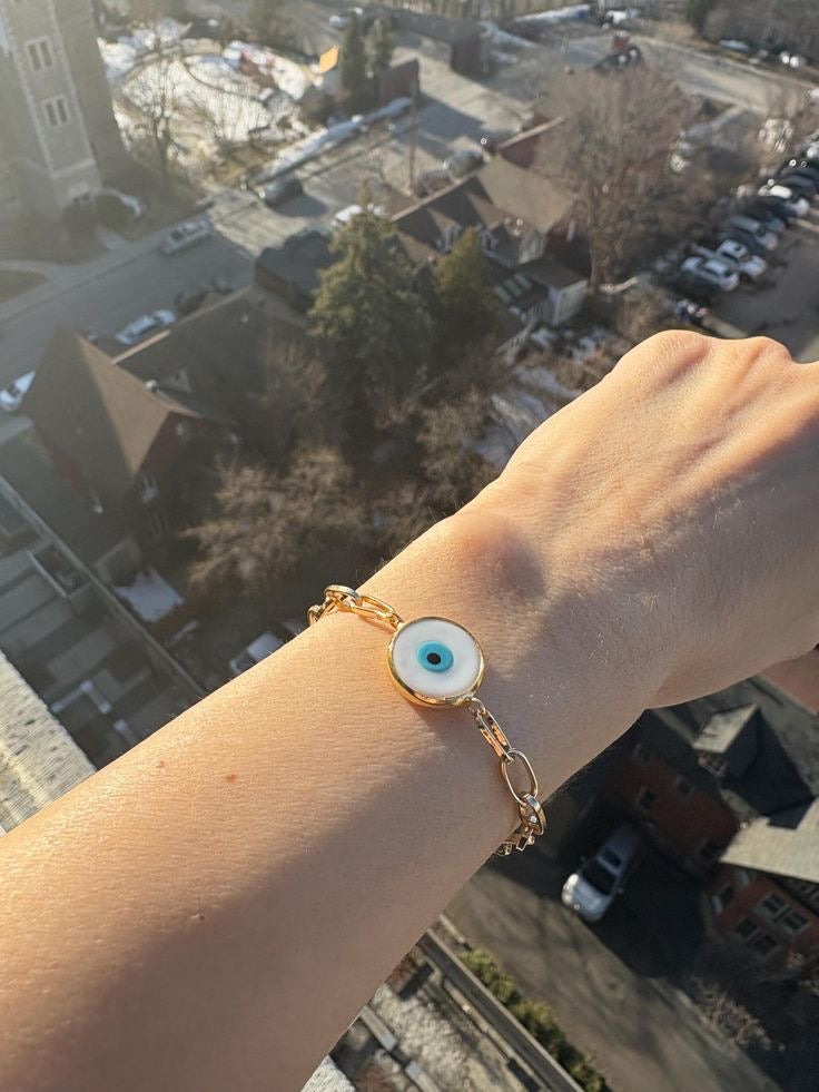 Exclusive Marble Evil Eye Bracelet/Rakhi Anti-tarnish Gold Plater