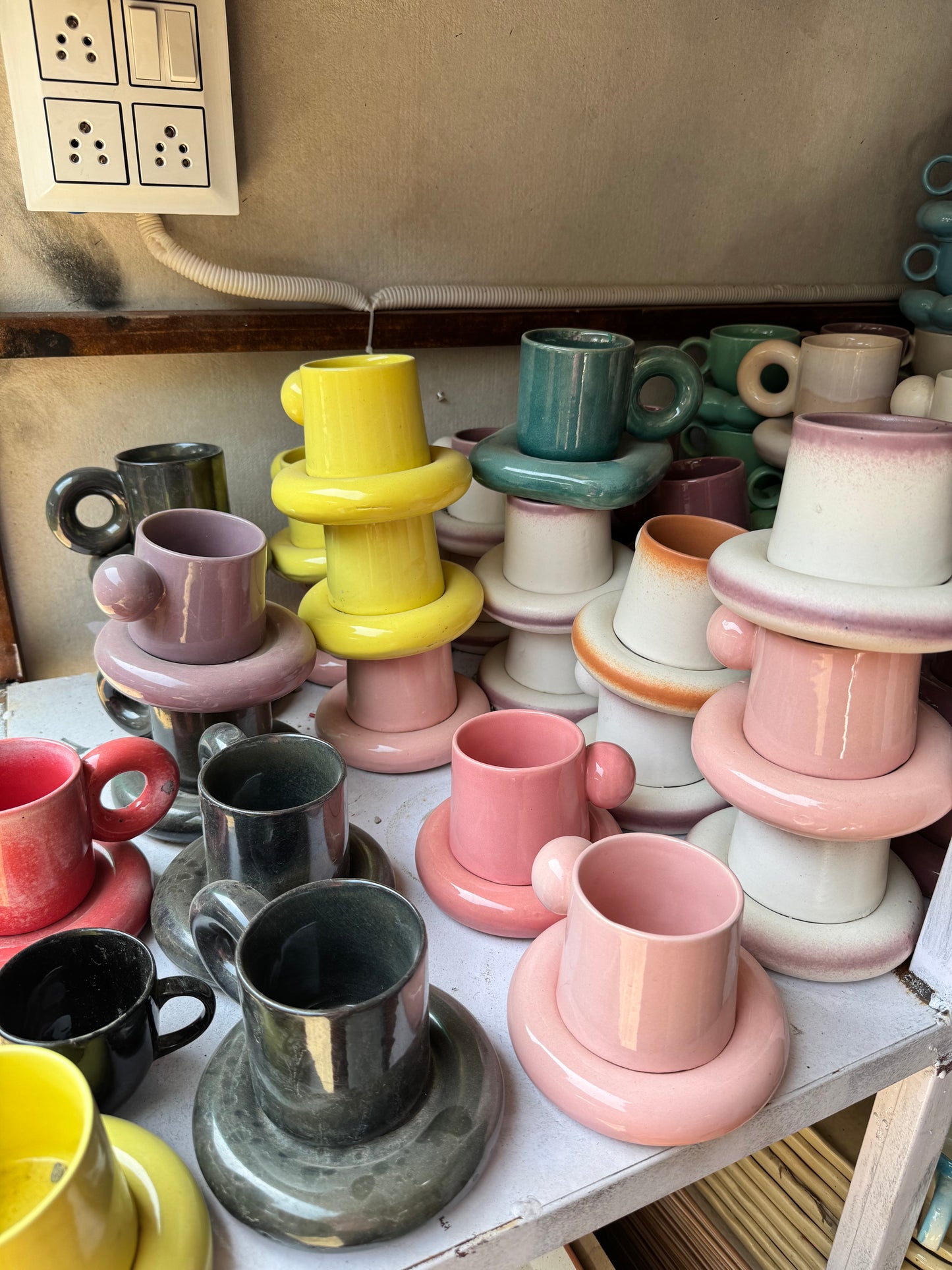Chunky Ball Handle Mug & Saucer Set