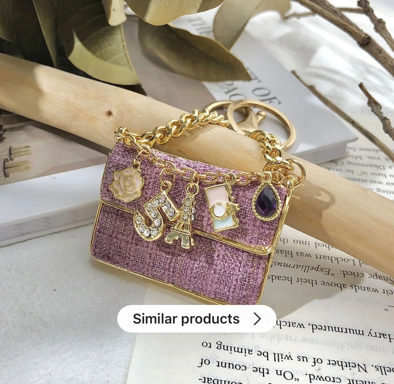 Handbag Shape Metal Rhinestones Keychain