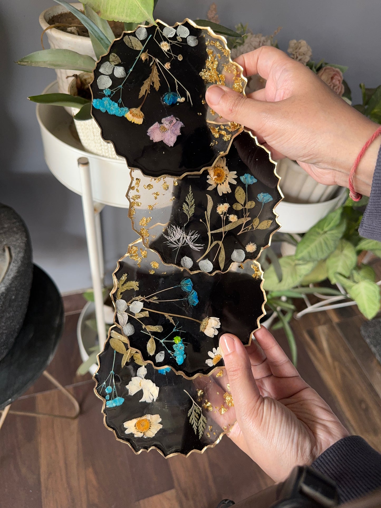 Floral Bloom Coasters with Real Pressed Flowers