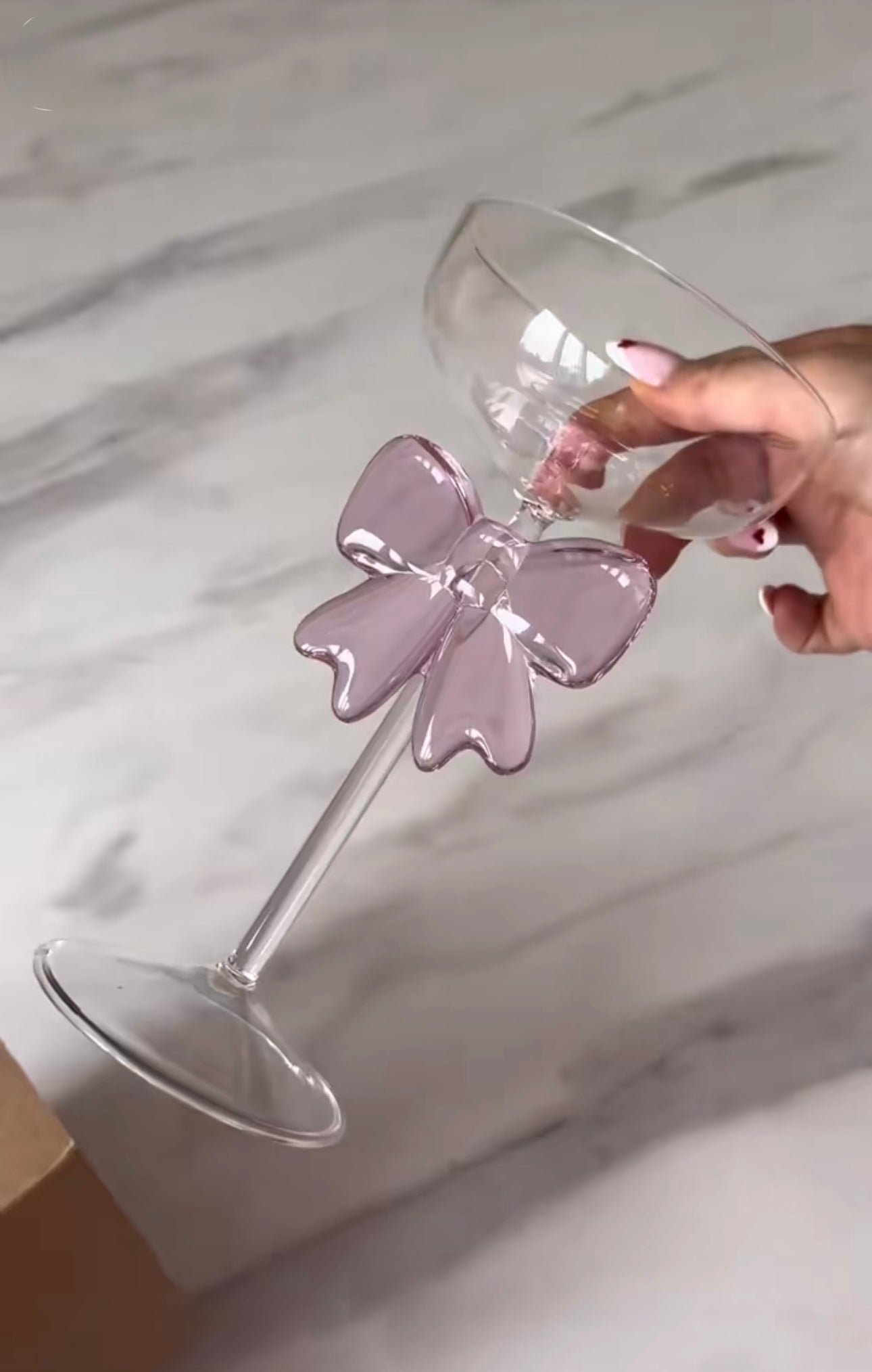 Exquisite Pink Bow Coupe Wine Glass