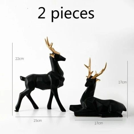 Decorative Black Deers Figurines - Set of 2