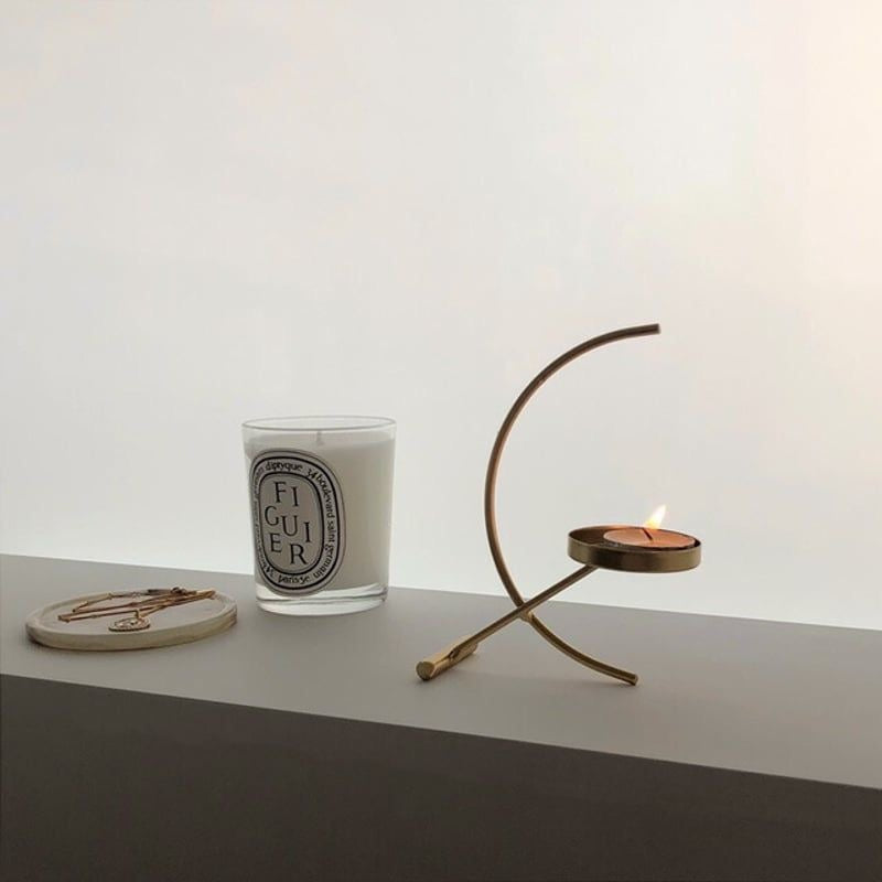 Aesthetic Simple Gold & Black Candle Holders - Set of 2