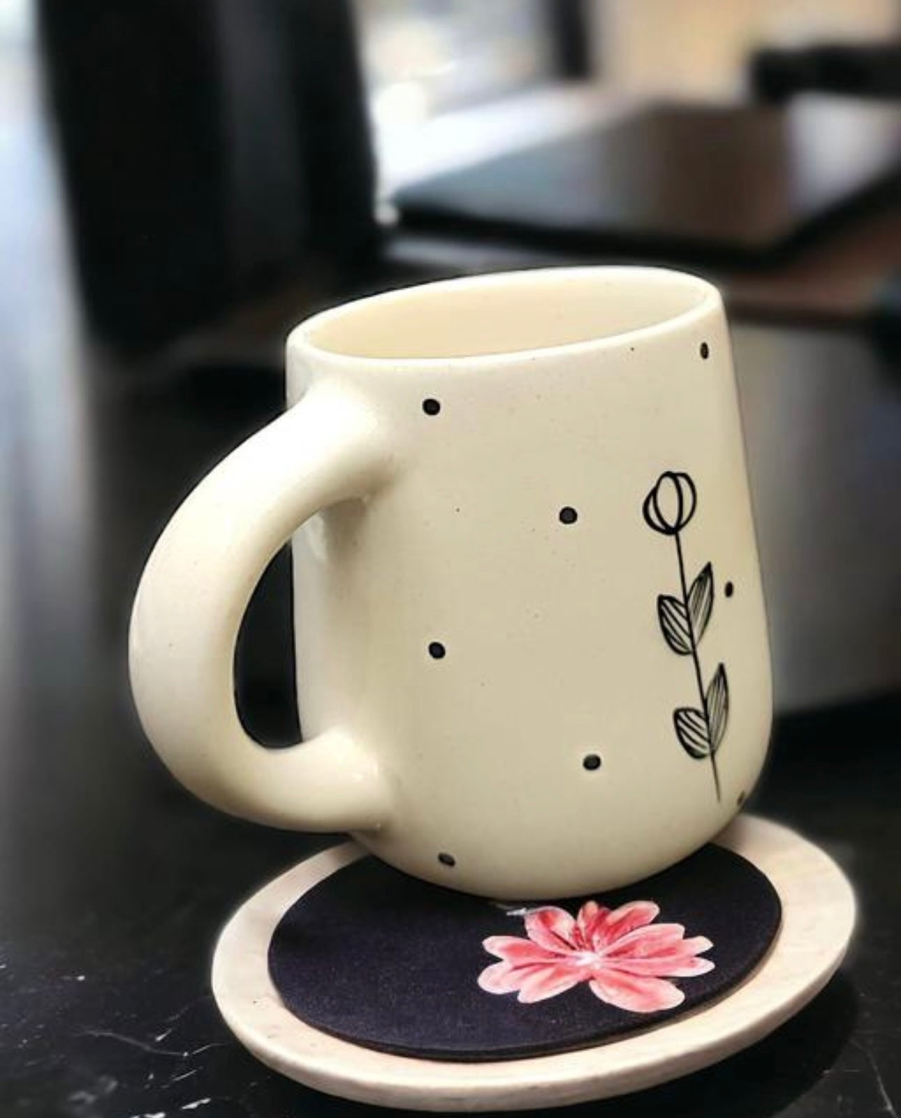 Ceramic Leaf Flower Mug