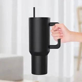 Stanley Mug Imitation Tumbler with Straw & Lid (Matte Black)