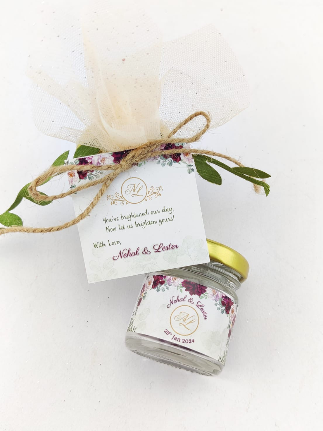 Votive Jar Candles for Return Gifts/Favours with Packaging & Personalised Tags