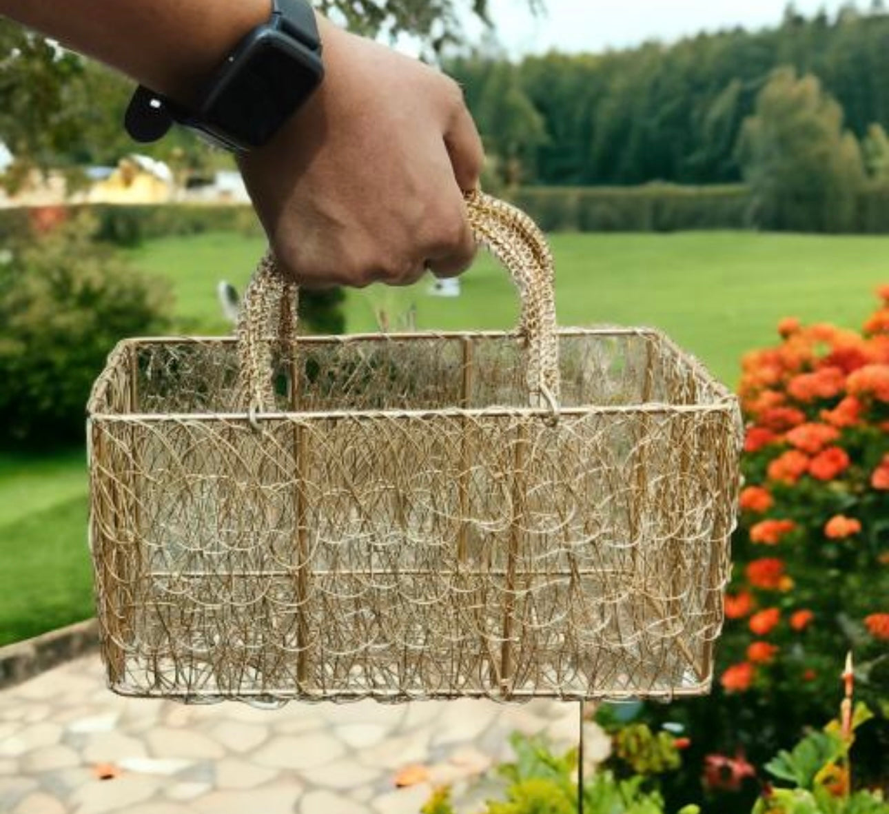 Multipurpose Gold Metal Mesh-wire Basket