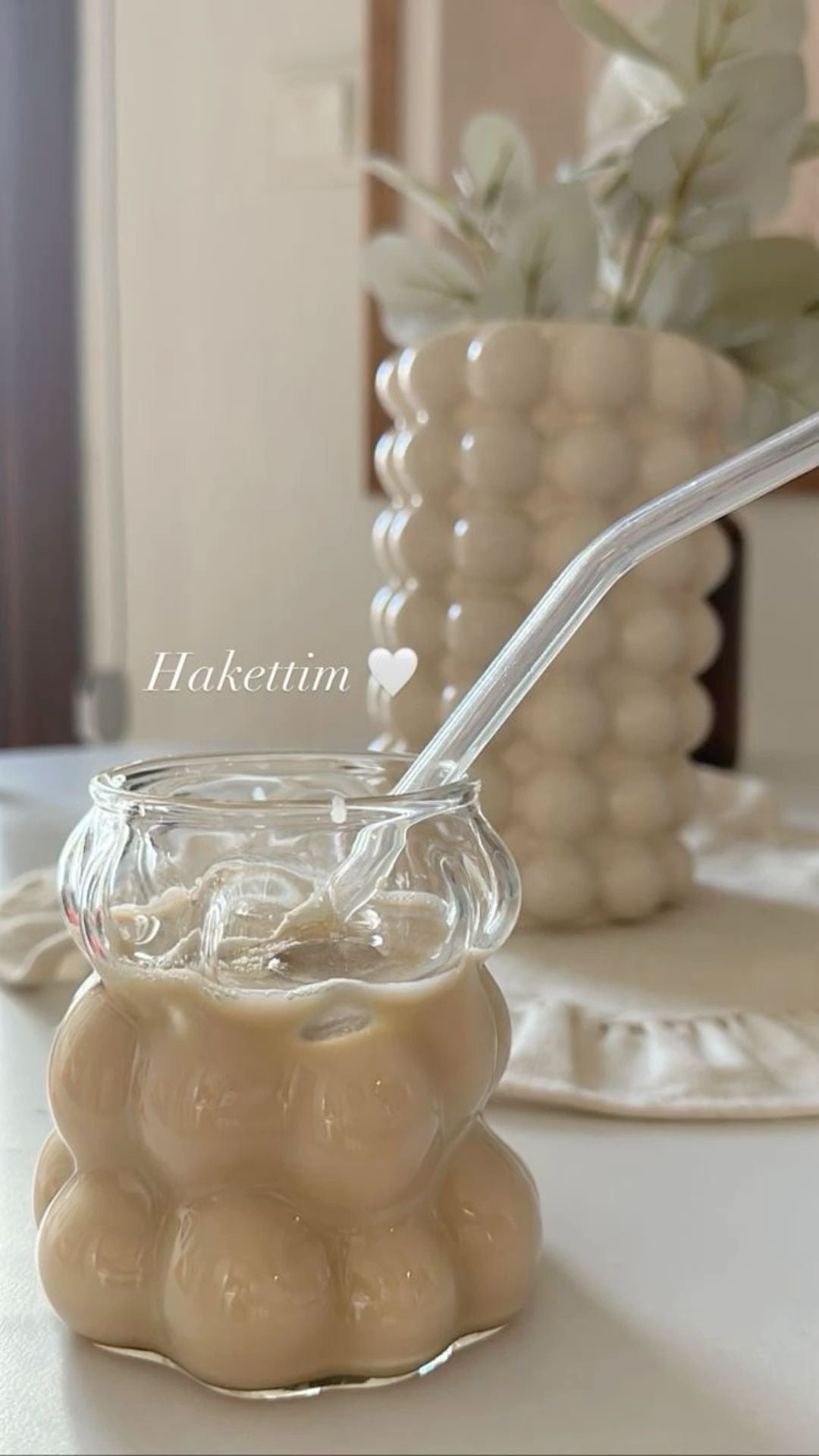 Pinteresty Bubble Glass with Glass Straw