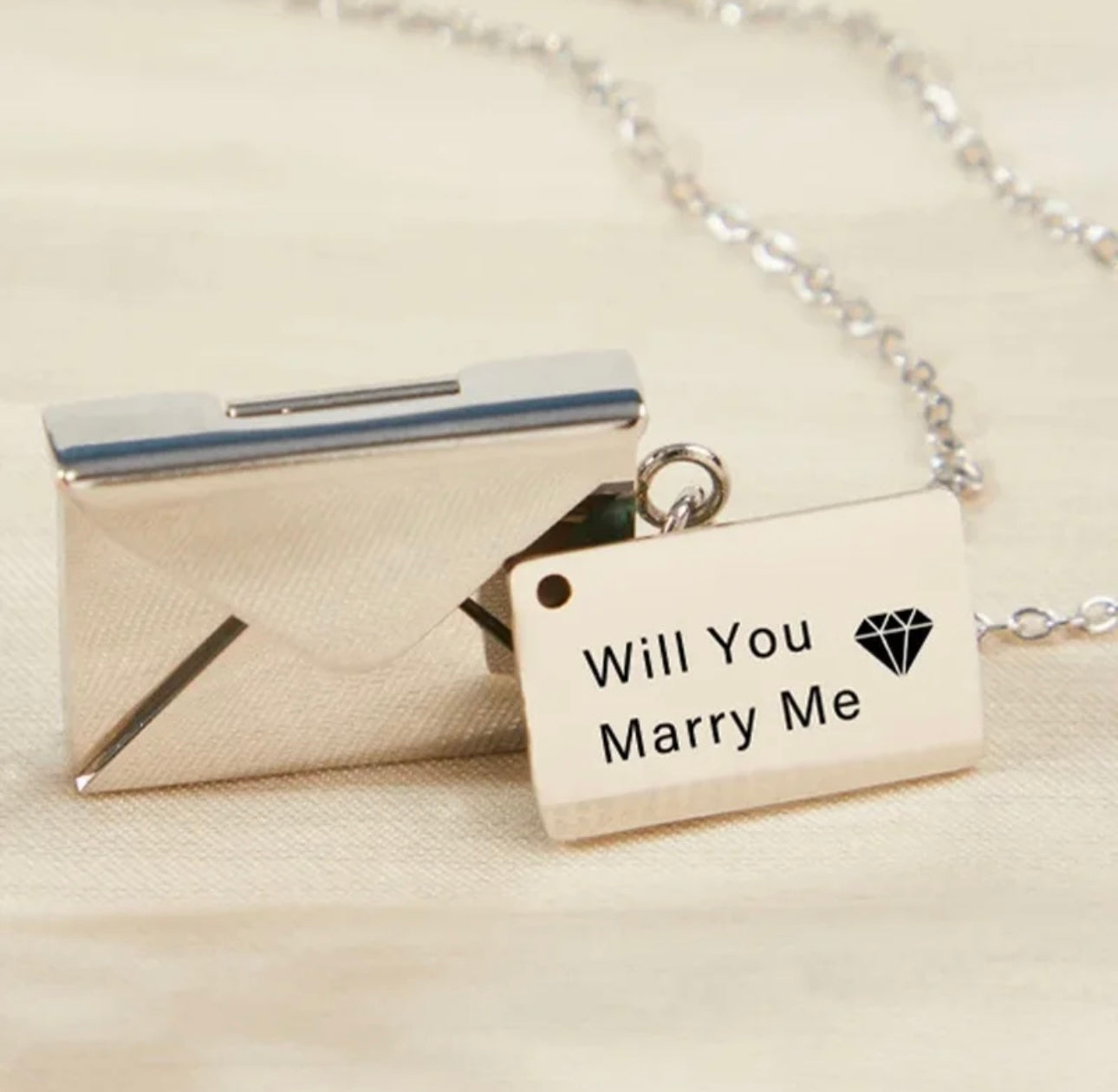 Personalised Envelope Necklace with Customisable Card Inside