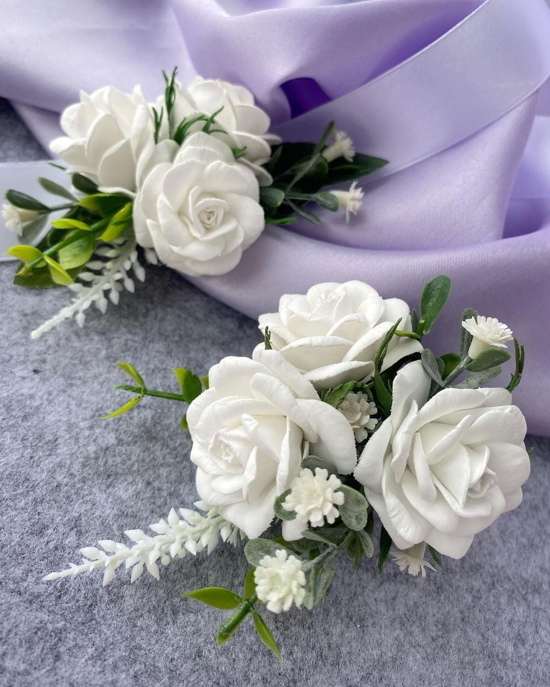 Artificial White Roses Bunch