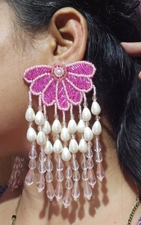 Bright Pink Raspberry Dangler Earrings
