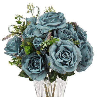 Premium Teal Artificial Peonies & Hydrangeas Flowers Bunch
