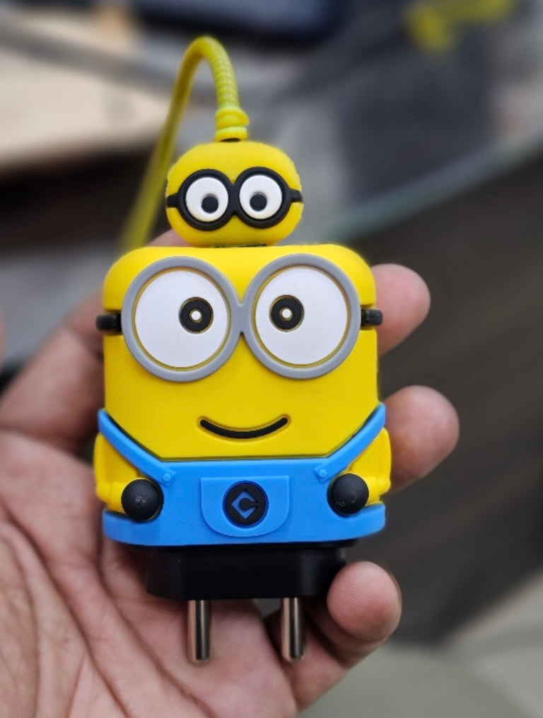 Cute Minion Design Charger Cover for Samsung Galaxy 25W Adapter Charger with Wire Saver