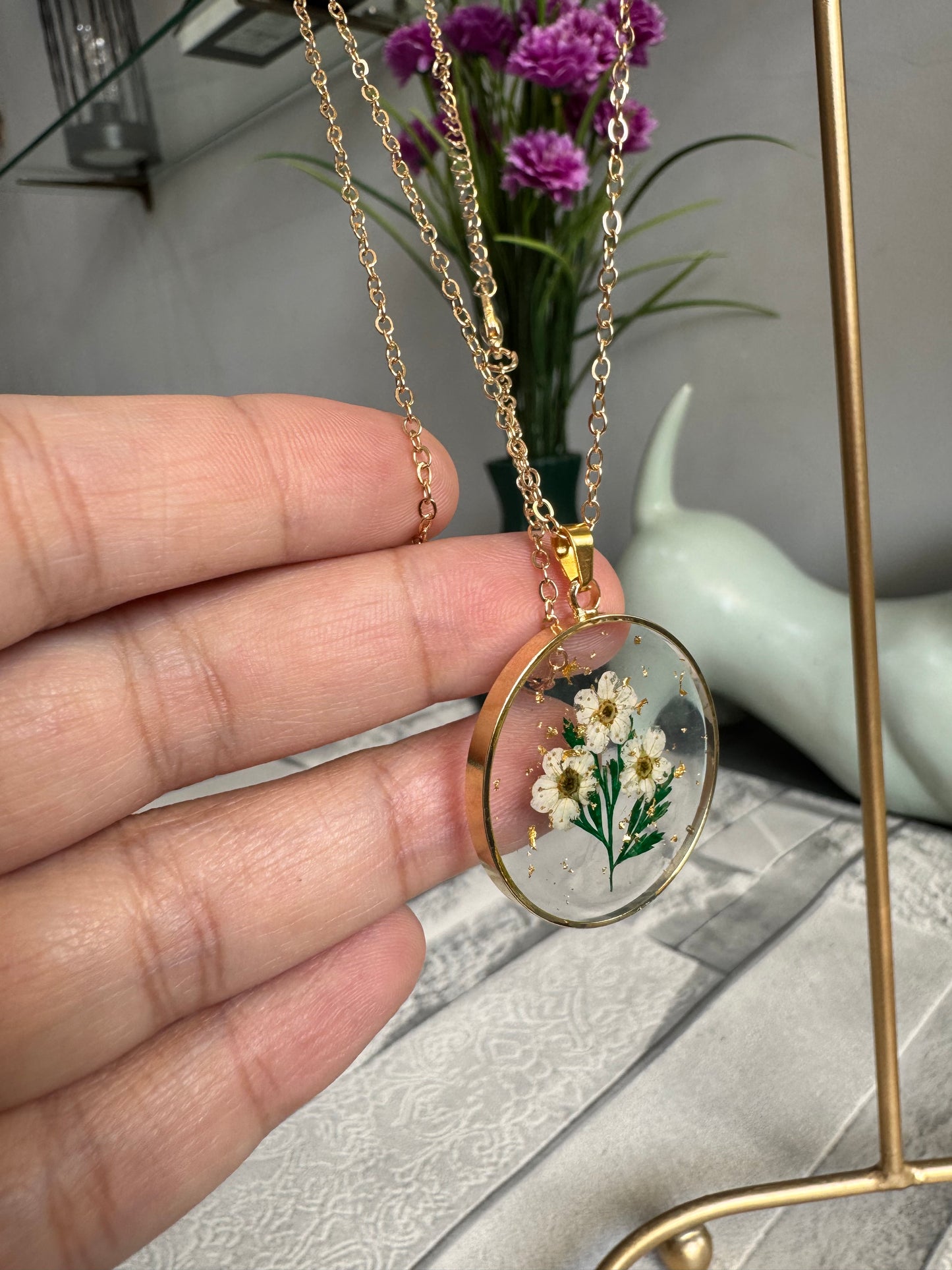 Pendants with Real Pressed Flowers